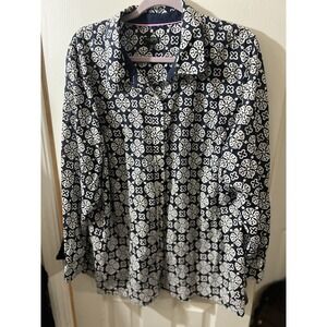 Talbots Plus Size 3X Geometrical Print Button-up shirt